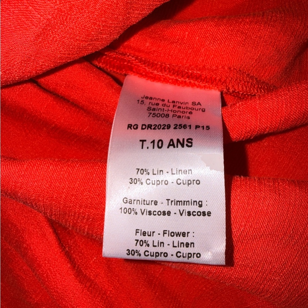 Lanvin Petite Kids Red Silk Sleevless Red Belted Dress - 10 - Picture 8 of 12